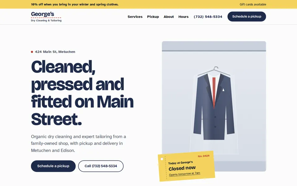 Concept redesign of the George’s Dry Cleaning and Tailoring website