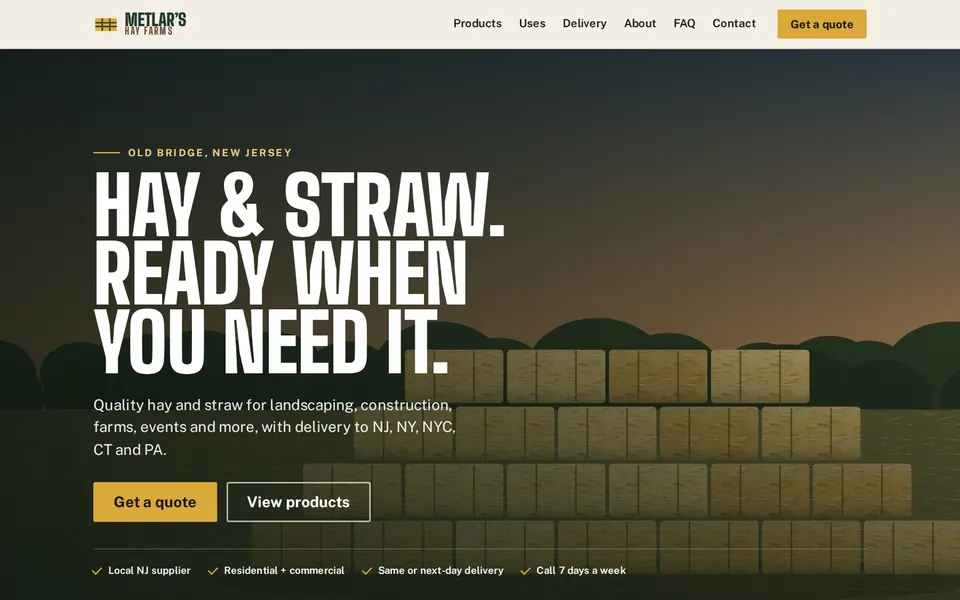 Concept redesign of the Metlar’s Hay Farms website
